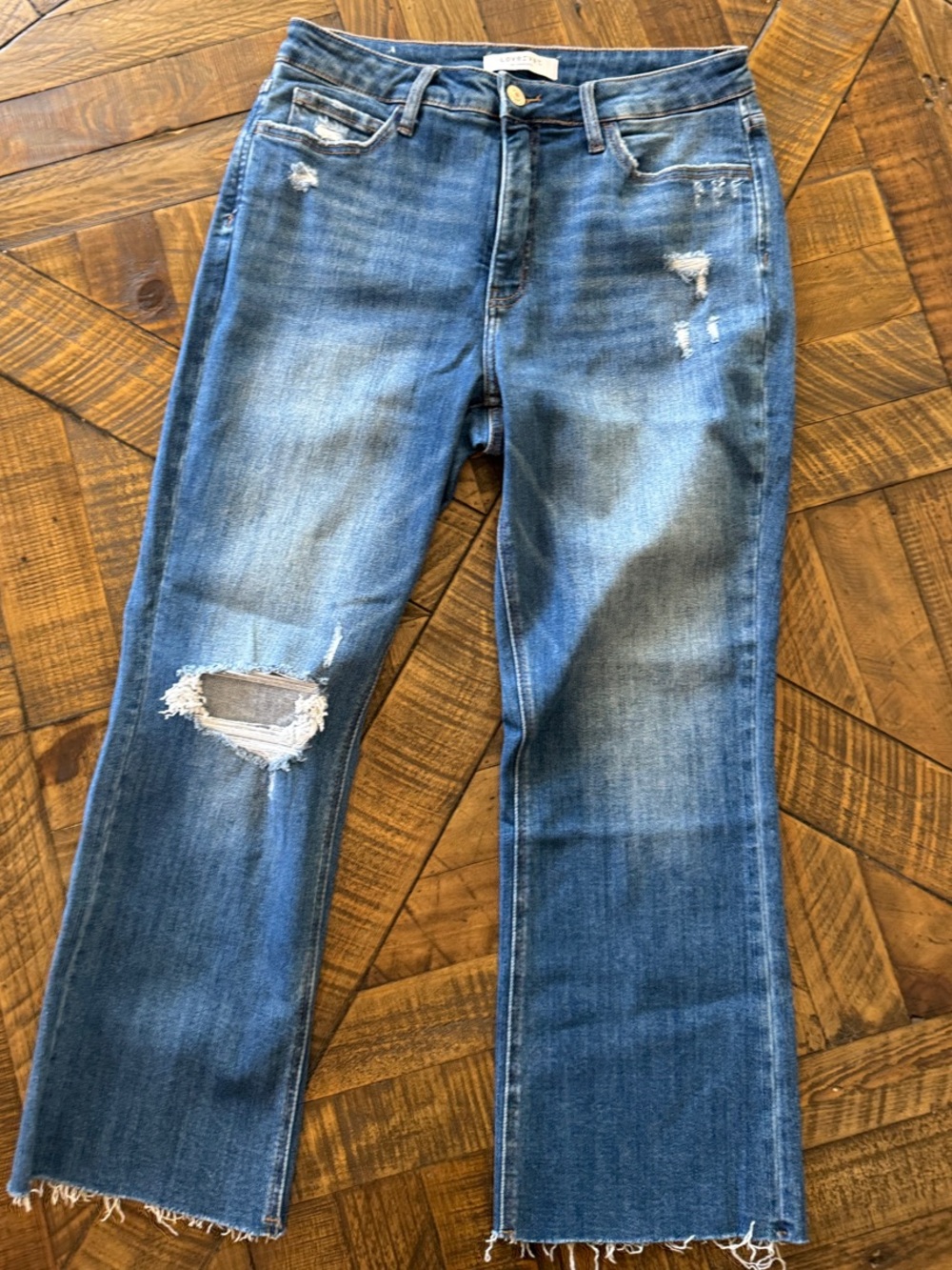 LOVERVET  Distressed Medium Blue Straight-Leg Jeans Women's Size 14W